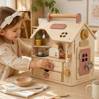 Jeu d'apprentissage des compétences de vie pour tout-petits et enfants de maternelle, maison de cuisine portable en bois personnalisée, jouet éducatif Montessori