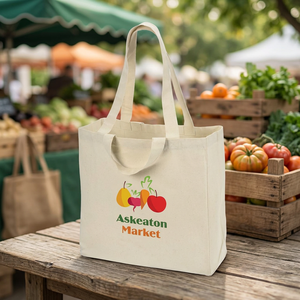 Bolsa de Tela de Algodón Orgánico con Estampado DTF de Color Natural, Doble Asa, Tamaño Mediano, Diseño de Leopardo, Reutilizable, Venta al Por Mayor, OEM - Product Image 2
