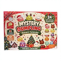 Ensemble de jouets squishy de Noël en forme de boulettes, 24 pièces, Kit Squishy Calendrier de l'Avent, Jouet souple anti-stress à presser, Cadeau de Noël