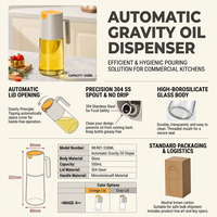 Bouteille d'huile en verre de 550 ml avec couvercle à ouverture automatique, bec verseur en acier inoxydable 304, design anti-fuite pour la cuisine, distributeur d'huile d'olive