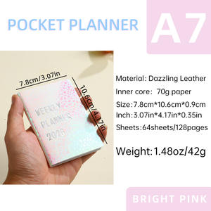 En Stock 2026 A7, libro de programación en inglés, planificador de patrón de piedra láser colorido, bolsillo portátil, Mini cuaderno de costura de hilo de cuero - Product Image 6