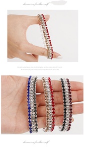 <span class=keywords><strong>Bracelet</strong></span> élastique PFT multicolore à <span class=keywords><strong>3</strong></span> <span class=keywords><strong>rangs</strong></span> avec strass dégradés, plaqué or/argent, diamants étincelants polyvalents et simples - Product Image 4