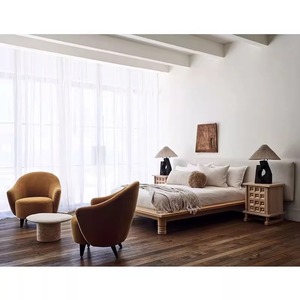 RH American Retro and Simple Tatami Bed, <span class=keywords><strong>Cama</strong></span> doble de lujo ligera francesa, Cabecero bajo de <span class=keywords><strong>segunda</strong></span> <span class=keywords><strong>mano</strong></span>, <span class=keywords><strong>Cama</strong></span> de madera maciza - Product Image 3