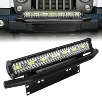 Support de fixation pour plaque d'immatriculation, barre de protection avant, pare-chocs, éclairage de travail LED de 20 pouces, pour véhicules tout-terrain, camions 4x4, SUV, voitures