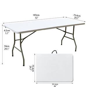 Venta al por mayor de plástico blanco de alta resistencia plegable por la mitad utilidad mesa de comedor plegable portátil de 6 pies mesa plegable de plástico - Product Image 5