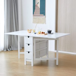 Tavolo da <span class=keywords><strong>Cucina</strong></span> Pieghevole Salvaspazio, Design Moderno Bianco per Piccoli Appartamenti e <span class=keywords><strong>Arredamento</strong></span> Compatto - Product Image 1