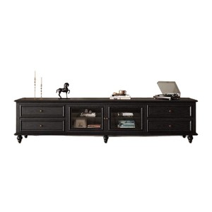 Mueble de TV de Madera Maciza Estilo Americano Logan, Color Nogal, Retro Vintage, Soporte de TV con Almacenamiento para Colocar en el Suelo - Product Image 5