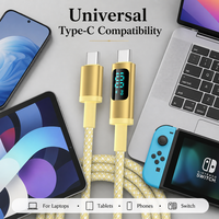Câble USB C de charge rapide 100W PD avec affichage numérique intelligent, E-Marker, câble de données tressé en nylon pour MacBook Pro, iPad, Samsung