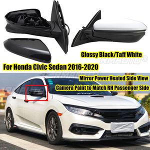 Para Honda Civic Sedán 2016-2020, Espejo Retrovisor Lateral con Calefacción y Cámara, Color a Juego con el Automóvil, Lado del Pasajero, Negro Brillante, Blanco Tafetán - Product Image 1