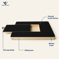 Grattoir pour chat avec cadre en bois, grattoir plat pour chat pour affûter les griffes, grattoir pour chat réutilisable avec papier abrasif de rechange