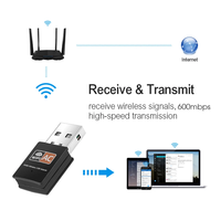 Adaptador USB WiFi BT 2 en 1 de 600Mbps, Dongle de Doble Banda 2.4G 5GHz, USB Wi-Fi con Antena, Tarjeta de Red para PC, Mini Receptor de Red para Computadora