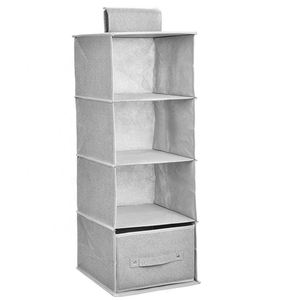 Custom 4-Tier Hanging Closet Storage Organizer Simple Houseware with 4 Shelves Removable <b>Drawers</b> Stainless Steel Double Layers - Product Image 4