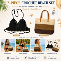 Maillot de bain au crochet pour femmes avec sac de plage assorti, ensemble de bikini de plage d'été 2 pièces