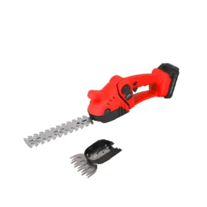 21V Cordless Grass Shear & Hedge Trimmer 2-in-1 Electric Shrub Trimmer Handheld Hedge Grass Cutter Clipper w/ Removable Battery