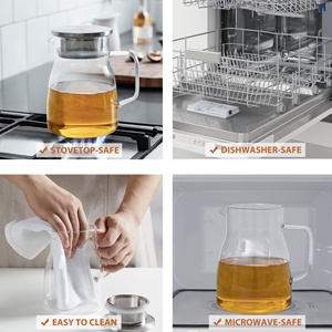 Cnglass 800ml thủy tinh borosilicate trà ấm đun nước Stovetop an toàn nhà bếp lọc bình với vòi cho sữa nước Jug - Product Image 6