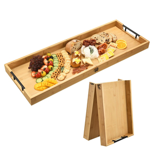 Taglieri Pieghevoli in Bambù <span class=keywords><strong>per</strong></span> Antipasti, Frutta e Formaggi, Grandi Vassoi da Servizio con Manici <span class=keywords><strong>per</strong></span> Carne, Ideali <span class=keywords><strong>per</strong></span> Feste e Attività all'Aperto - Product Image 1