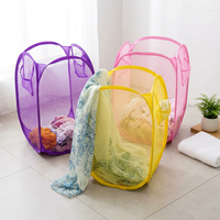 Panier à linge pliable en maille respirante avec poche latérale à large ouverture, robuste et pratique pour le rangement des vêtements