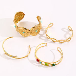 Miradia Cổ Điển Thép Không Gỉ Vàng Drop Flower Bướm <span class=keywords><strong>Bangle</strong></span> Không Thường Xuyên Hình Học Bướm Đá Mở <span class=keywords><strong>Bangle</strong></span> Cho Phụ Nữ - Product Image 4