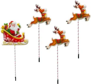 3D vui vẻ giáng sinh sân dấu hiệu với đèn LED Santa Claus Tuần Lộc bãi cỏ trang trí dấu hiệu với Cổ Phần cho kỳ nghỉ bên ngoài sân vườn