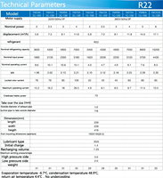 Compresseur à spirale INVOTECH YM86E7G-100 R404A 5HP en acier inoxydable noir, refroidissement par air commercial, 100% ERB/TPI/NSK/SKF électrique