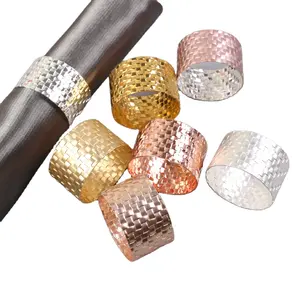 Custom various colors metal round wedding rose gold napkin rings