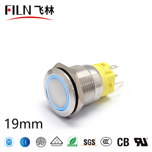 FILN 19 Mét Gắn Lỗ Kích Thước Directional LED Flat Head Không Thấm Nước IP67 Thép Không Gỉ Kim Loại Momentary <span class=keywords><strong>Push</strong></span> <span class=keywords><strong>Button</strong></span> Chuyển 1NO1NC - Product Image 3