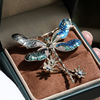 Broche de luxe XILIANGFEIZI au design original, nouveau style chinois vintage, émail libellule et fleur, bijou pour femme