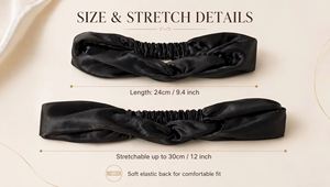 16 19 22mm Luxury Custom Standard Pure Mulberry Solid Color <b>Silk</b> Satin Skinny <b>Headband</b> Hairbands - Product Image 3