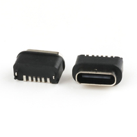 Konektor USB C 6 Pin H=6.8MM Tipe SMT Vertikal IP67 Tahan Air Konektor USB C Betina
