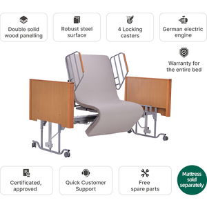 Lit électrique rotatif de luxe pour soins aux personnes âgées - Utilisation en maison de retraite et hôpital - Construction en bois massif et métal - Certifié CE ISO - Product Image 5