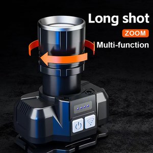 Camping Nighttime Hiking Cave Exploration Miner's <b>Work</b> Rechargeable Battery with Retractable Zoom Mode Head Diode <b>LED</b> Headlight - Product Image 4