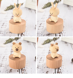 Caja de Música de Madera con Logotipo Personalizado, Carrusel de Madera Giratorio con Animalitos, Gatito, Regalo de Cumpleaños Personalizado para Niños - Product Image 2