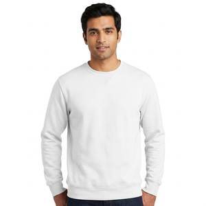 Sweat-shirt unisexe en molleton blanc français, col rond, broderie personnalisée, coupe ample, sweat-shirt en coton uni - Product Image 1