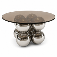 Table basse ronde en verre et acier inoxydable de style nordique moderne pour le salon, meubles écologiques et durables
