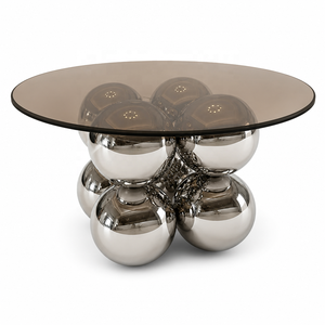 Nordic Modern <strong>Glass</strong> <strong>and</strong> Stainless Steel Wrought Iron Round <strong>Coffee</strong> <strong>Table</strong> for Living Room Furniture Eco-Friendly <strong>and</strong> Durable - Product Image 1