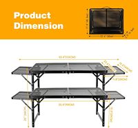 Portable 2 panneaux d'aile 3FT + 1.4 FT noir maille bureau hauteur réglable Table de gril pliante pour intérieur/extérieur plage barbecue pique-nique