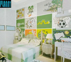 Kediler futbol bukalemun köpekler orman yılan çocuklar yatak odası özelleştirilmiş duvar PVC duvar kağıdı