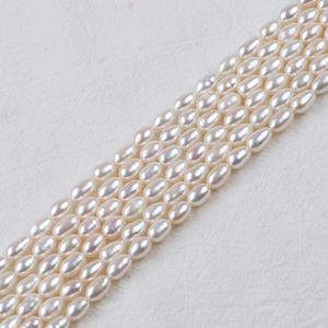 Zhuji Natural Freshwater Rice Pearl <b>Beads</b> 5-6mm Loose White Pink <b>Colored</b> <b>Beads</b> for DIY Jewelry Wholesale - Product Image 1