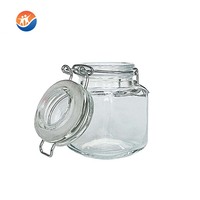 Pot en verre carré de haute qualité de 80 ml pour miel/confiture avec clip métallique et couvercle en bois, marque BROTHER, modèle GJ45048002SX, emballage alimentaire