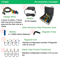 Analyseur de compteur d'énergie triphasé portable YC580 3P4W 3P3W RJ45 Ethernet Modbus TCP classe harmonique de courant de tension portable 2.0