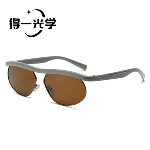 Gafas de sol deportivas de metal con media montura, negras, UV400 Tipo 3 para mujer - Product Image 5