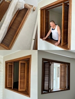 Persianas Venecianas de Madera de Tilo Macizo de Primera Calidad, Diseño Moderno, Contraventanas para Ventanas de Cocina, Apertura Horizontal, Protección de la Privacidad