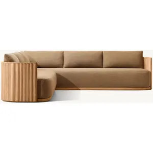 mobília de exterior sofá de jardim conjunto de sofá de madeira de teca de luxo ao ar livre conjunto de conversa
