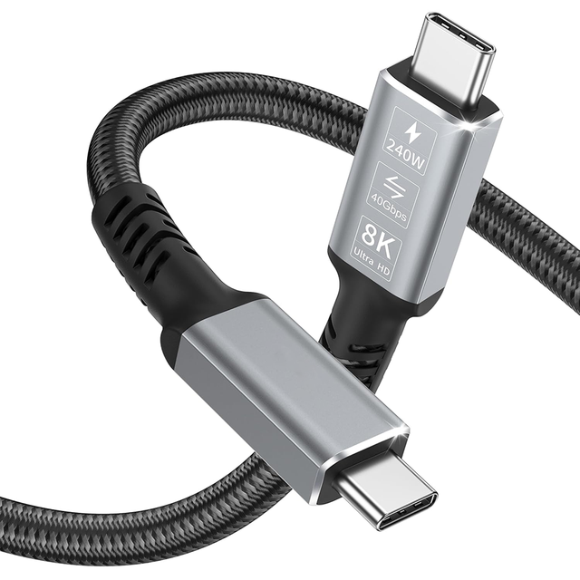High Quality USB4 40Gbps 8K60Hz USB-C Cable 240W Fast Charging 1m Braided, Usb Cable Type-c 240w for MacBook SSD