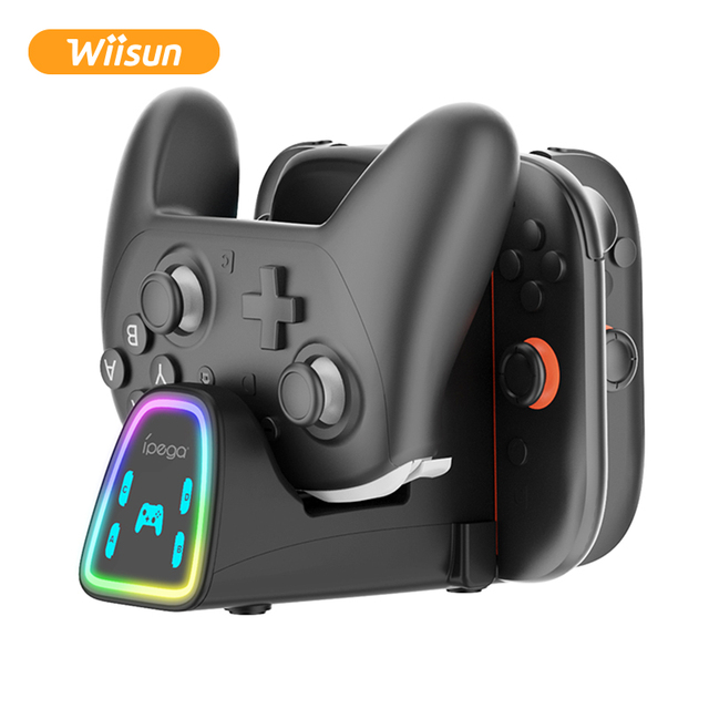 IPEGA 2511-K8 9-Port Charging Stand for NS/NS2 RGB Lighting DC 5V ABS Material Simultaneous Charging 4 Joypads Game Accessories