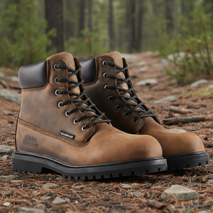 حذاء عمل G61867 مقاس 6 بوصات، مقاوم للماء ومضاد للانزلاق، عازل كهربائيًا، برباط، للجنسين، مصنوع من جلد كريزي هورس بلون الماهوجني - Product Image 6