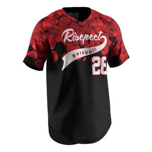 Maillot de baseball extérieur personnalisé (ODM/OEM) en polyester rouge et noir – Design uniforme - Product Image 3