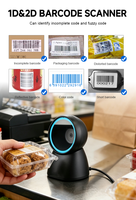 Lecteur de codes-barres 2D omnidirectionnel A4 de bureau à main libre, lecteur de codes QR, interface USB, RS232, résolution 5 mil, mode de numérisation automatique
