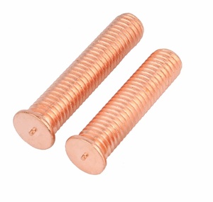 <b>M3</b>-M10 Nickel Tin & Copper Plated Brass Weld Stud <b>Screw</b> Flat Head Style ISO 13918 Compliant Metric Measurement System - Product Image 4