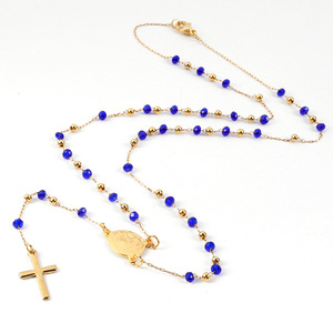 스테인레스 스틸 종교 보석 항목 가톨릭 성모 마리아 체인 묵주 3.5mm 6mm 크리스탈 비즈 묵주 여자 남자 목걸이 - Product Image 3